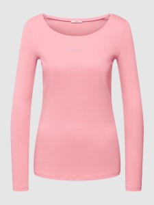 Różowa bluzka Esprit z bawełny z długim rękawem