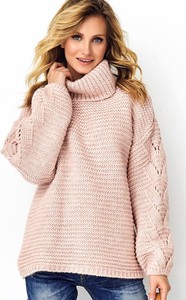 Różowy sweter Makadamia z wełny w stylu casual