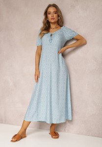 Niebieska sukienka Renee z dekoltem w kształcie litery v maxi w stylu casual