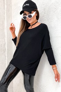 Czarna bluzka Olika z długim rękawem w stylu casual