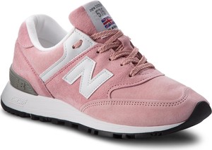 Różowe buty sportowe New Balance w sportowym stylu z zamszu z płaską podeszwą
