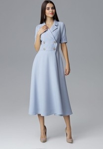 Niebieska sukienka Figl z krótkim rękawem
