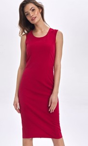 Czerwona sukienka Colett midi ołówkowa bez rękawów