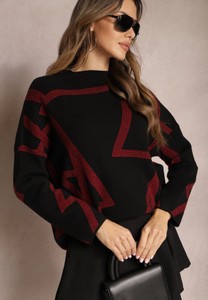 Czarny sweter Renee w geometryczne wzory