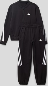 Czarny dres dziecięcy Adidas Sportswear w paseczki dla chłopców