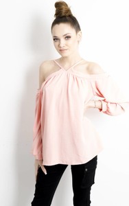 Różowa bluzka Olika w młodzieżowym stylu z długim rękawem
