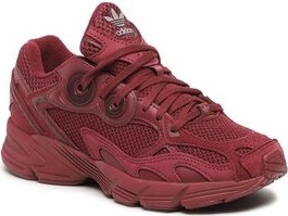 Czerwone buty sportowe Adidas z płaską podeszwą sznurowane