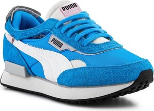 Niebieskie buty sportowe Puma z płaską podeszwą z tkaniny sznurowane