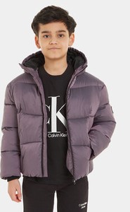 Fioletowa kurtka dziecięca Calvin Klein z jeansu dla chłopców