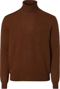 Brązowy sweter Andrew James w stylu casual z golfem z kaszmiru