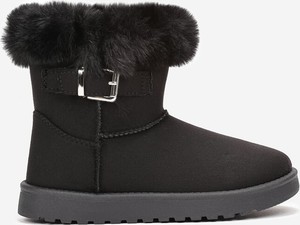 Czarne buty dziecięce zimowe born2be dla dziewczynek