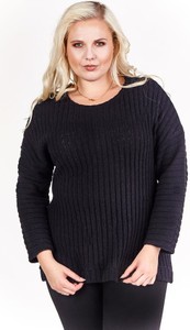 Czarny sweter Fokus z długim rękawem z okrągłym dekoltem