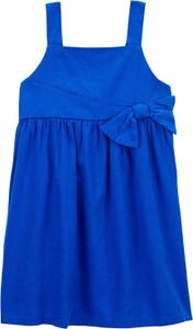 Niebieska sukienka dziewczęca Carter's z lnu