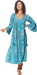 Niebieska sukienka Ipanima w stylu casual midi z długim rękawem