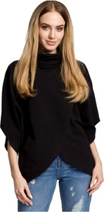 Czarna bluzka MOE z dresówki z długim rękawem w stylu casual