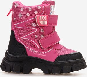 Różowe buty dziecięce zimowe Zapatos na rzepy