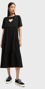 Czarna sukienka Desigual midi z okrągłym dekoltem z krótkim rękawem