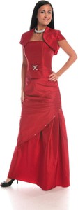 Czerwona sukienka Fokus bez rękawów maxi gorsetowa