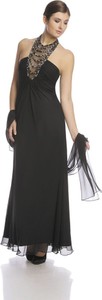 Czarna sukienka Fokus z dekoltem typu choker z szyfonu bez rękawów