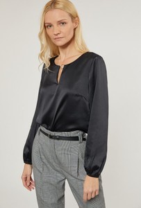 Czarna bluzka Monnari w stylu casual z tkaniny z okrągłym dekoltem