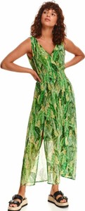 Zielona sukienka Top Secret na ramiączkach maxi z dekoltem w kształcie litery v
