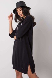 Czarna sukienka 5.10.15 mini z dresówki z długim rękawem