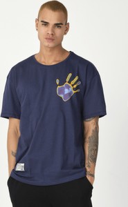 Granatowy t-shirt ozonee.pl w młodzieżowym stylu z bawełny
