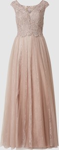 Różowa sukienka Luxuar z tiulu rozkloszowana