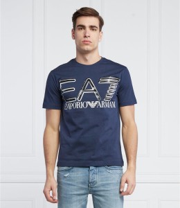 Niebieski t-shirt Emporio Armani z krótkim rękawem
