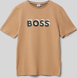 Brązowa koszulka dziecięca Hugo Boss z wełny
