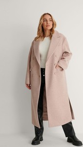 Różowy płaszcz NA-KD w stylu casual bez kaptura