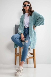 Miętowy sweter Fobya w stylu casual