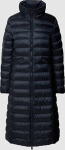 Granatowy płaszcz Tommy Hilfiger w stylu casual z kapturem