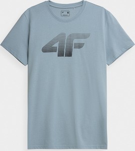 Niebieski t-shirt 4F z dzianiny z nadrukiem w młodzieżowym stylu