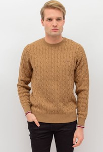 Brązowy sweter Tommy Hilfiger z bawełny w stylu casual