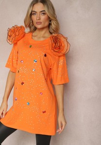 Pomarańczowa bluzka Renee z okrągłym dekoltem