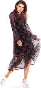 Sukienka Awama z szyfonu z długim rękawem
