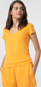 Żółty t-shirt 4F z krótkim rękawem w stylu casual