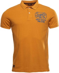 Pomarańczowa koszulka polo Superdry w stylu casual z krótkim rękawem z bawełny