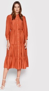 Pomarańczowa sukienka S.Oliver w stylu casual z kołnierzykiem