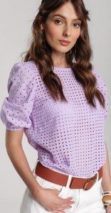 Fioletowa bluzka Renee z krótkim rękawem w stylu casual
