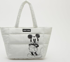 Reserved - Pikowana torba z nadrukiem Mickey Mouse - Biały