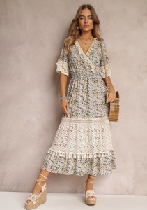 Sukienka Renee midi z dekoltem w kształcie litery v z tkaniny