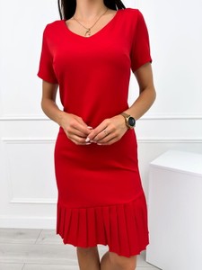 Czerwona sukienka ModnaKiecka.pl mini prosta z krótkim rękawem