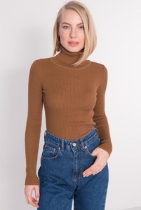 Brązowy sweter By Sally Fashion w stylu casual