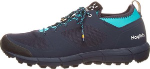 Czarne buty trekkingowe Haglöfs ze skóry sznurowane z płaską podeszwą