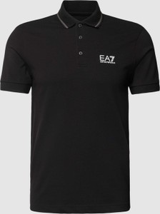 Czarna koszulka polo Emporio Armani z nadrukiem z bawełny