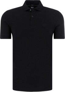 Czarna koszulka polo Hugo Boss z krótkim rękawem z bawełny w stylu casual