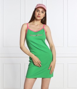 Zielona sukienka Tommy Jeans na ramiączkach mini
