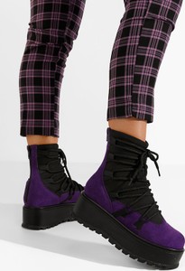 Fioletowe botki Zapatos w stylu casual sznurowane